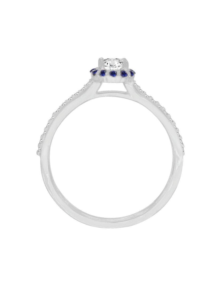 Anillo Zanda 14 k de oro zafiro y diamante brillante 4