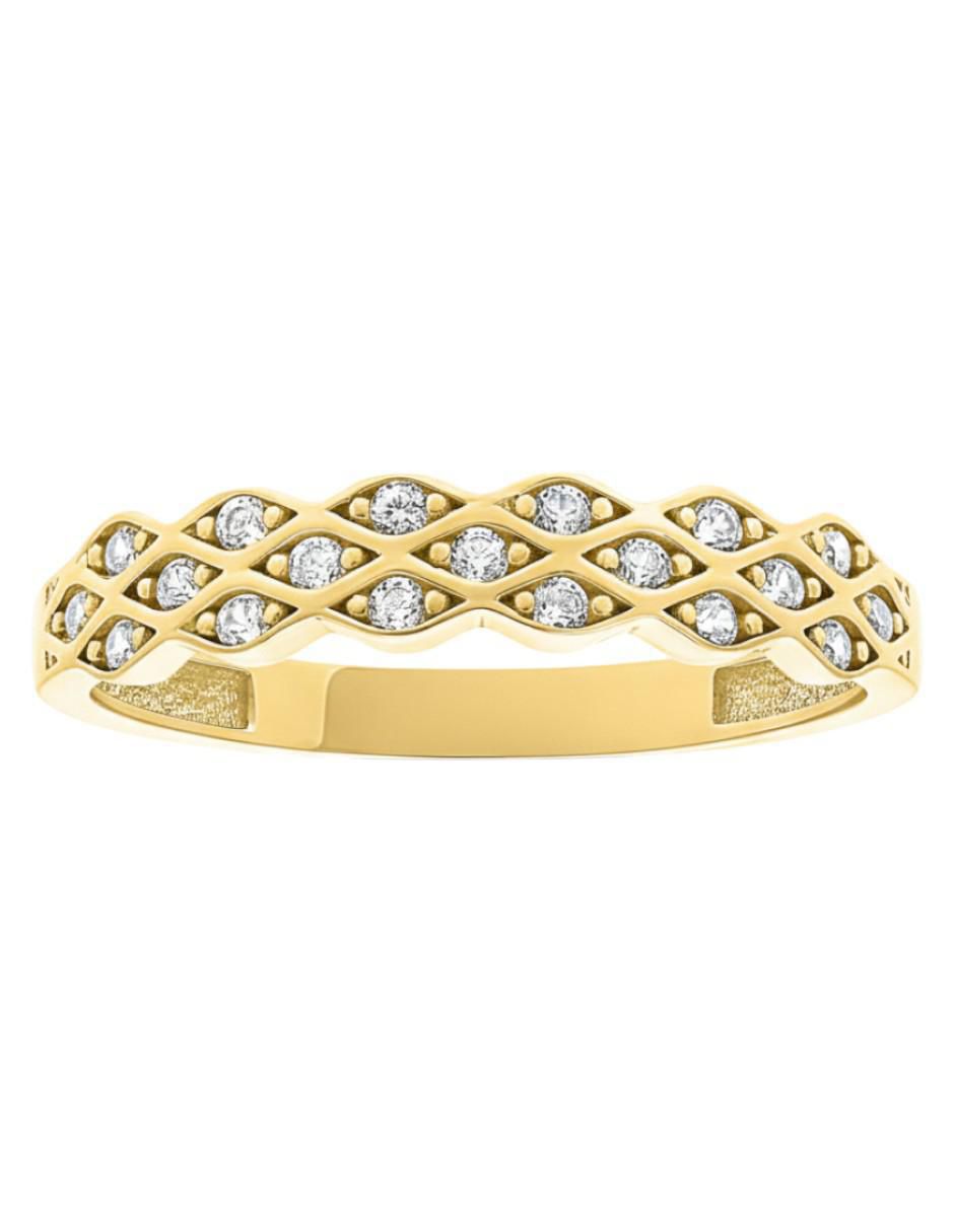 Anillo circular 10 k de oro amarillo zirconia brillante 2