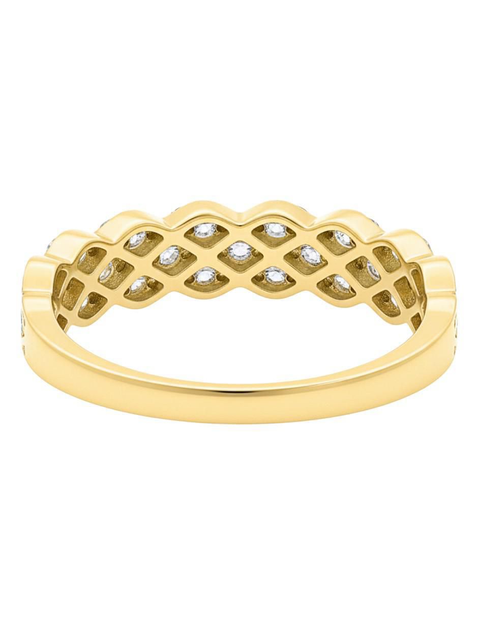 Anillo circular 10 k de oro amarillo zirconia brillante 3