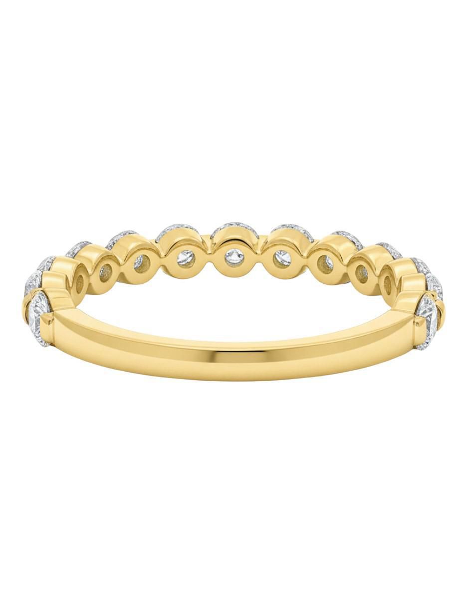 Anillo circular 10 k de oro amarillo zafiro y diamante brillante 3