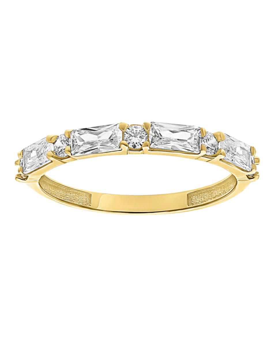 Anillo circular 10 k de oro amarillo zirconia brillante 2