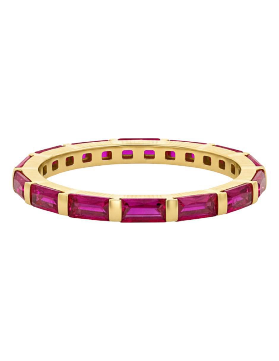 Anillo circular 10 k de oro amarillo zirconia brillante 2