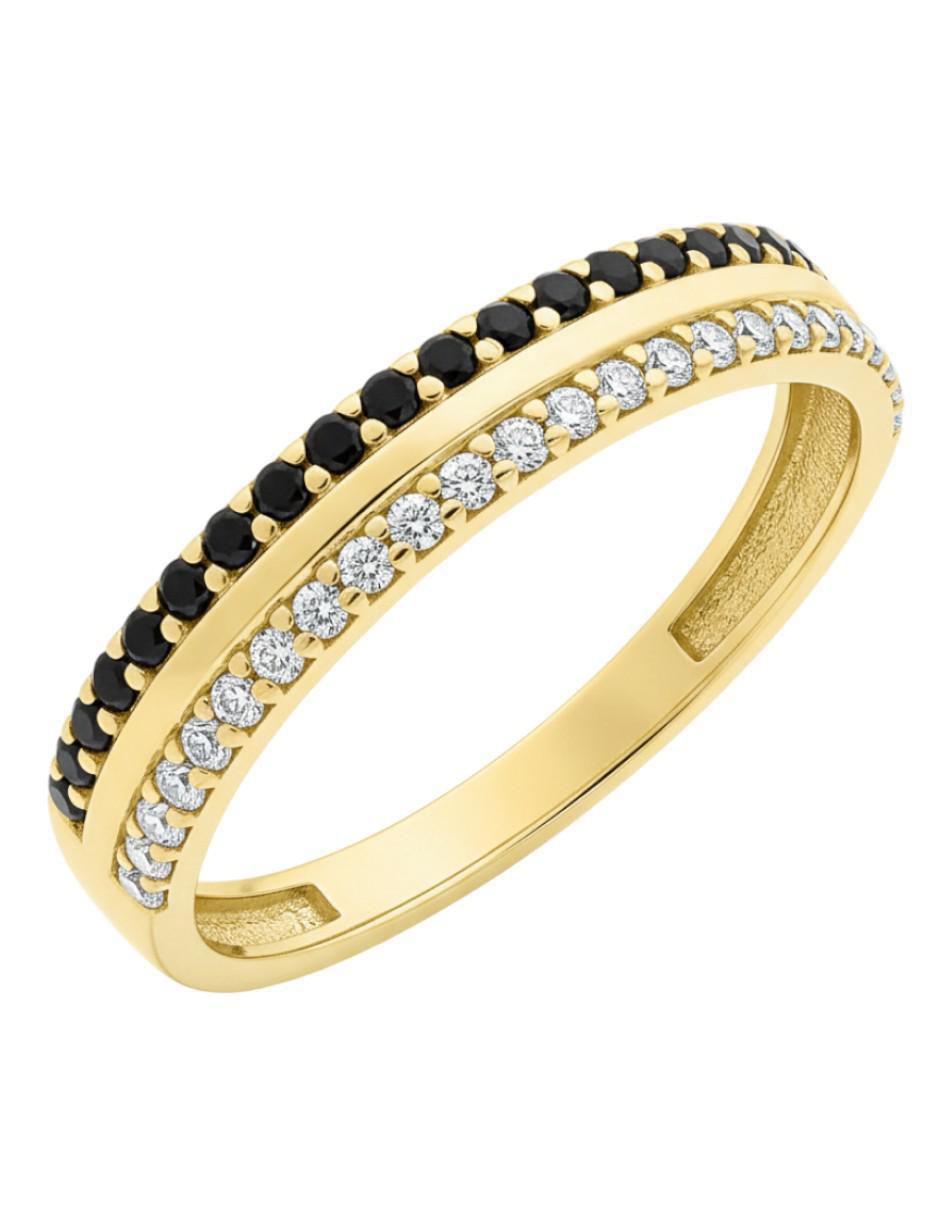 Anillo circular 10 k de oro amarillo zirconia brillante