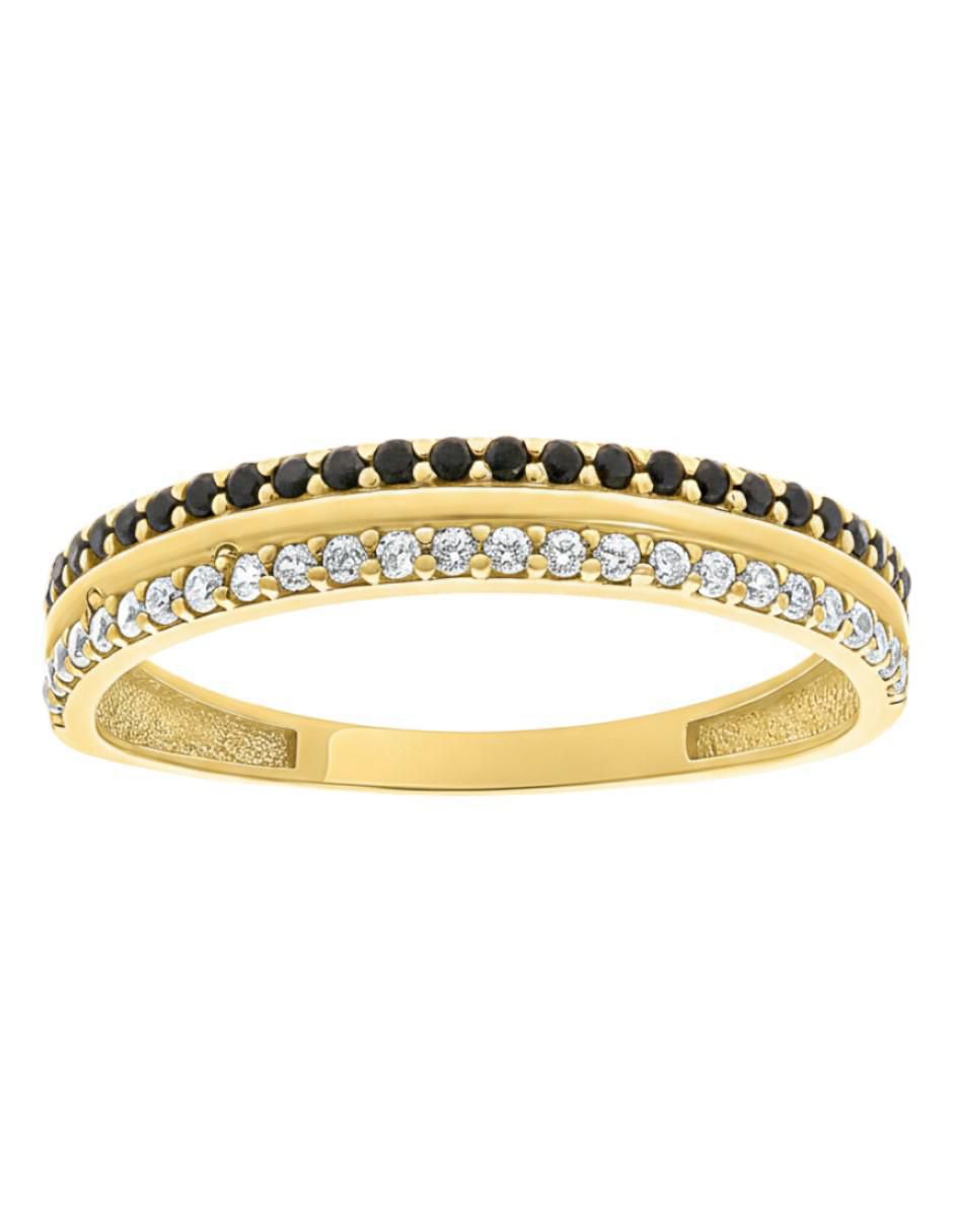 Anillo circular 10 k de oro amarillo zirconia brillante 2