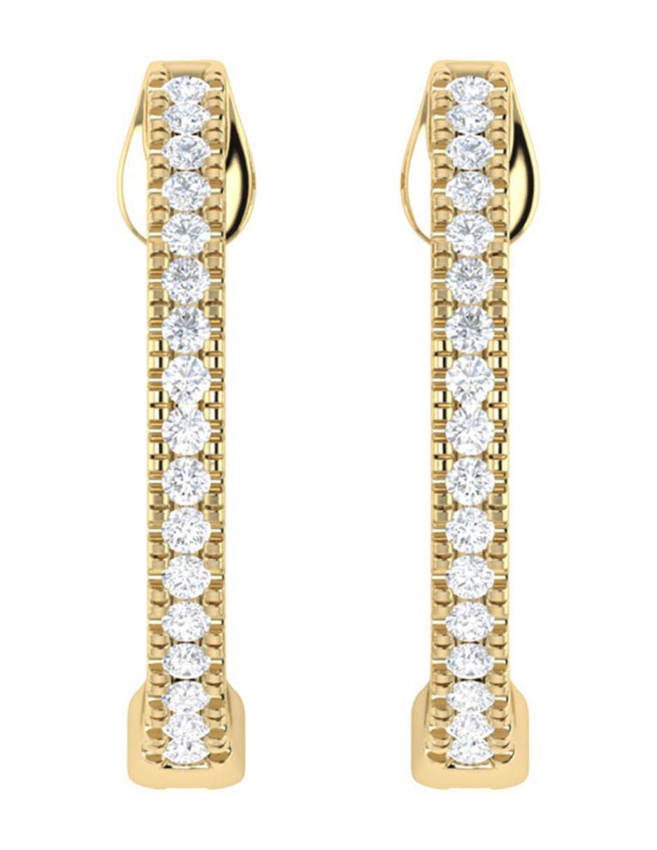Arracadas circulares de oro amarillo 14 K con acabado brillante diamante