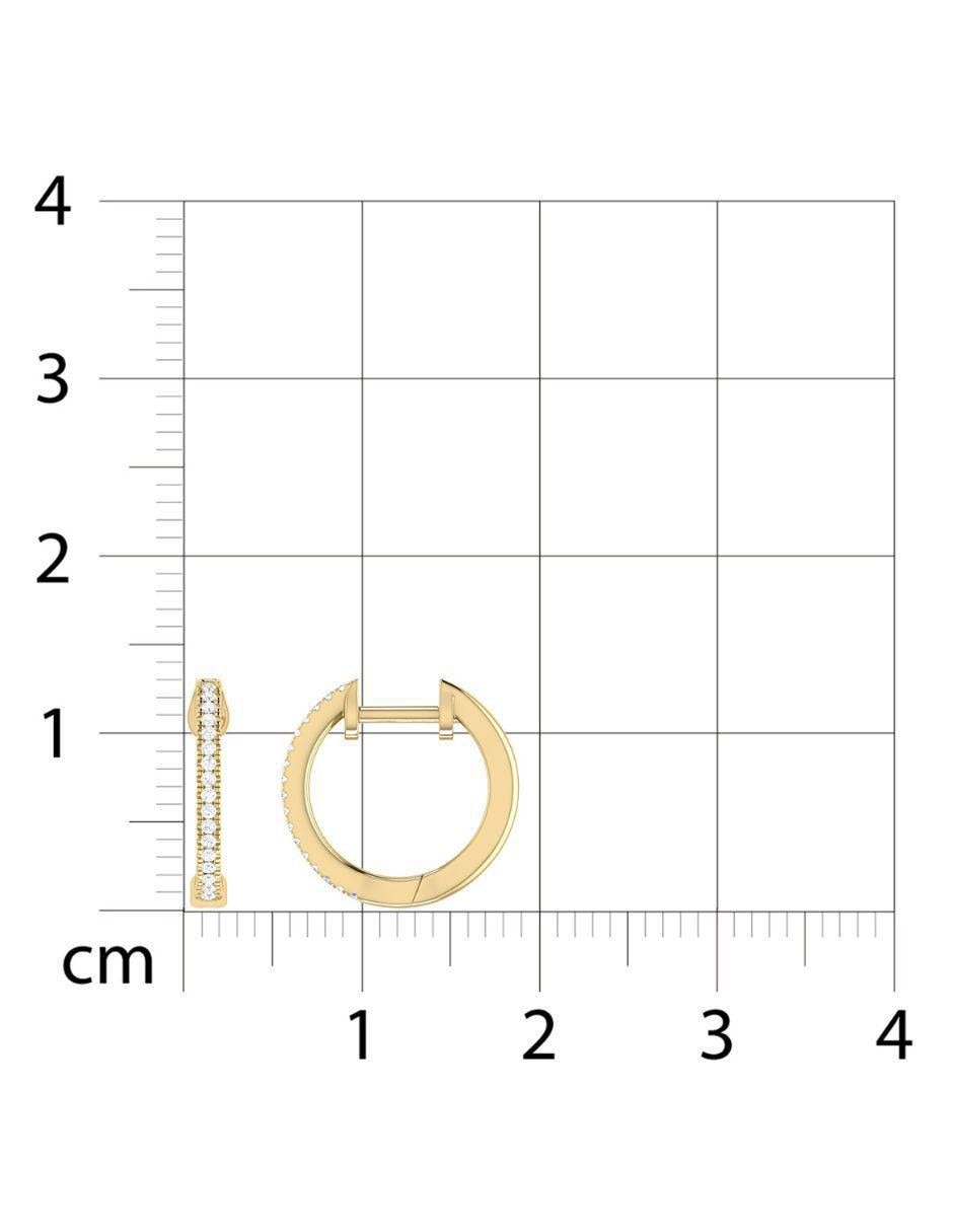 Arracadas circulares de oro amarillo 14 K con acabado brillante diamante 6