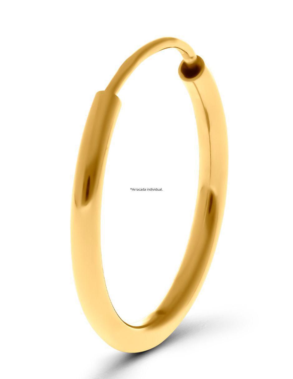 Arete individual circular de oro amarillo 14 K con acabado brillante 2