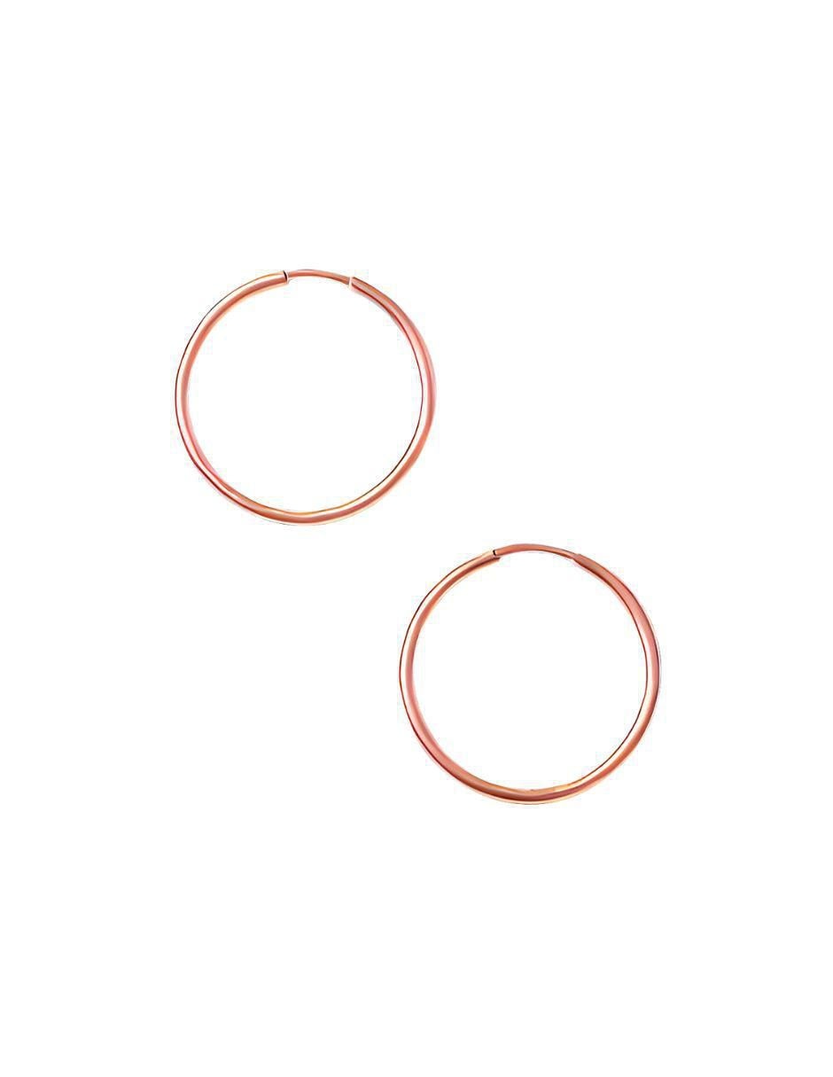 Arracadas circulares de oro rosa 10 K con acabado liso Arracadas circulares de oro rosa 10 K con acabado liso