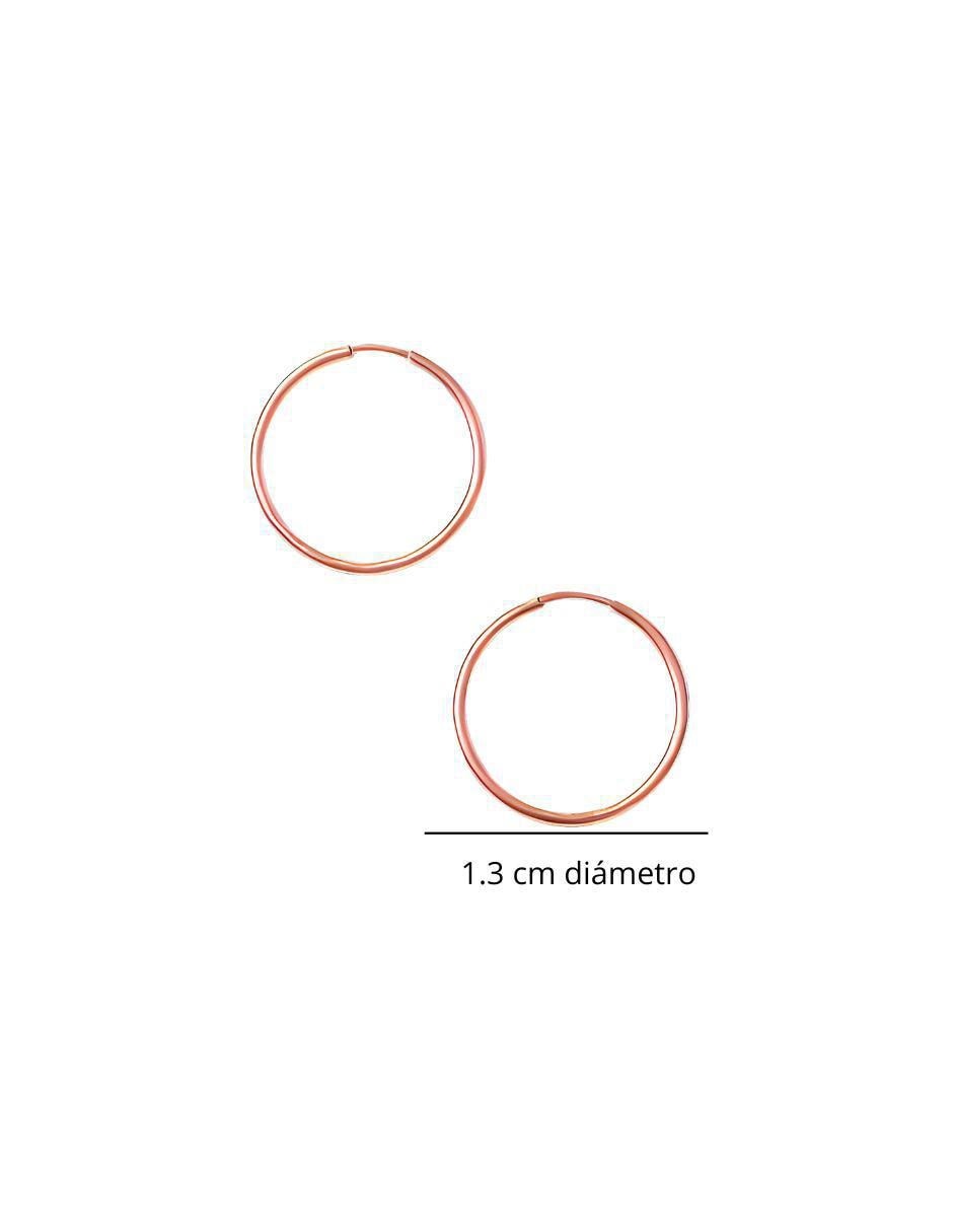 Arracadas circulares de oro rosa 10 K con acabado liso 4