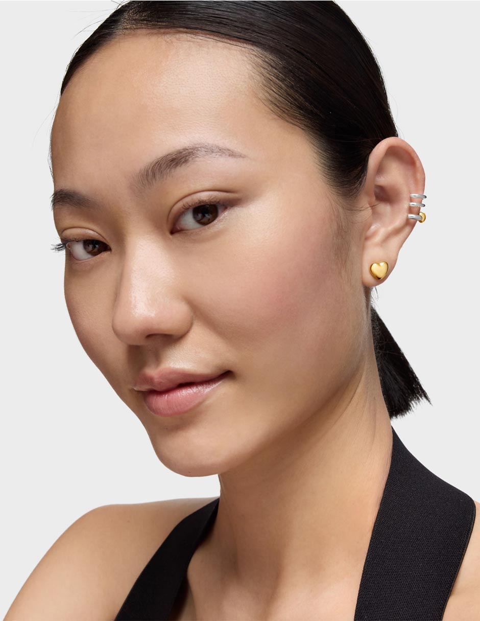 Ear cuff de corazón Flechazo de plata P 925 con acabado baño de oro 4