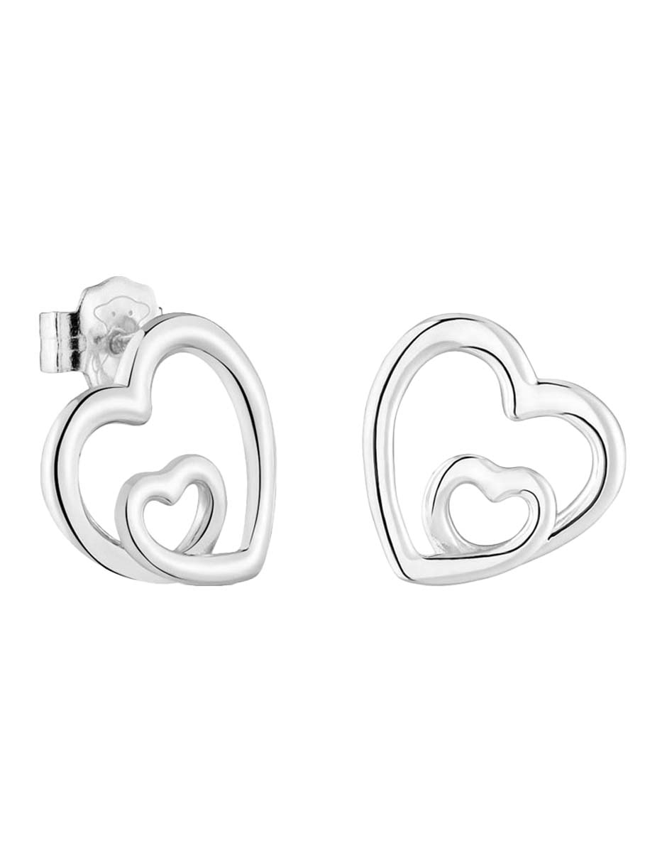 Broqueles de corazón Flechazo de plata P 925 con acabado brillante