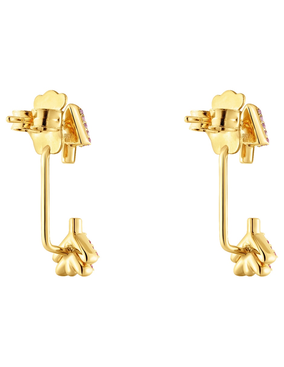 Broqueles de Flecha Flechazo de plata P 925 con acabado baño de oro rodolita 3