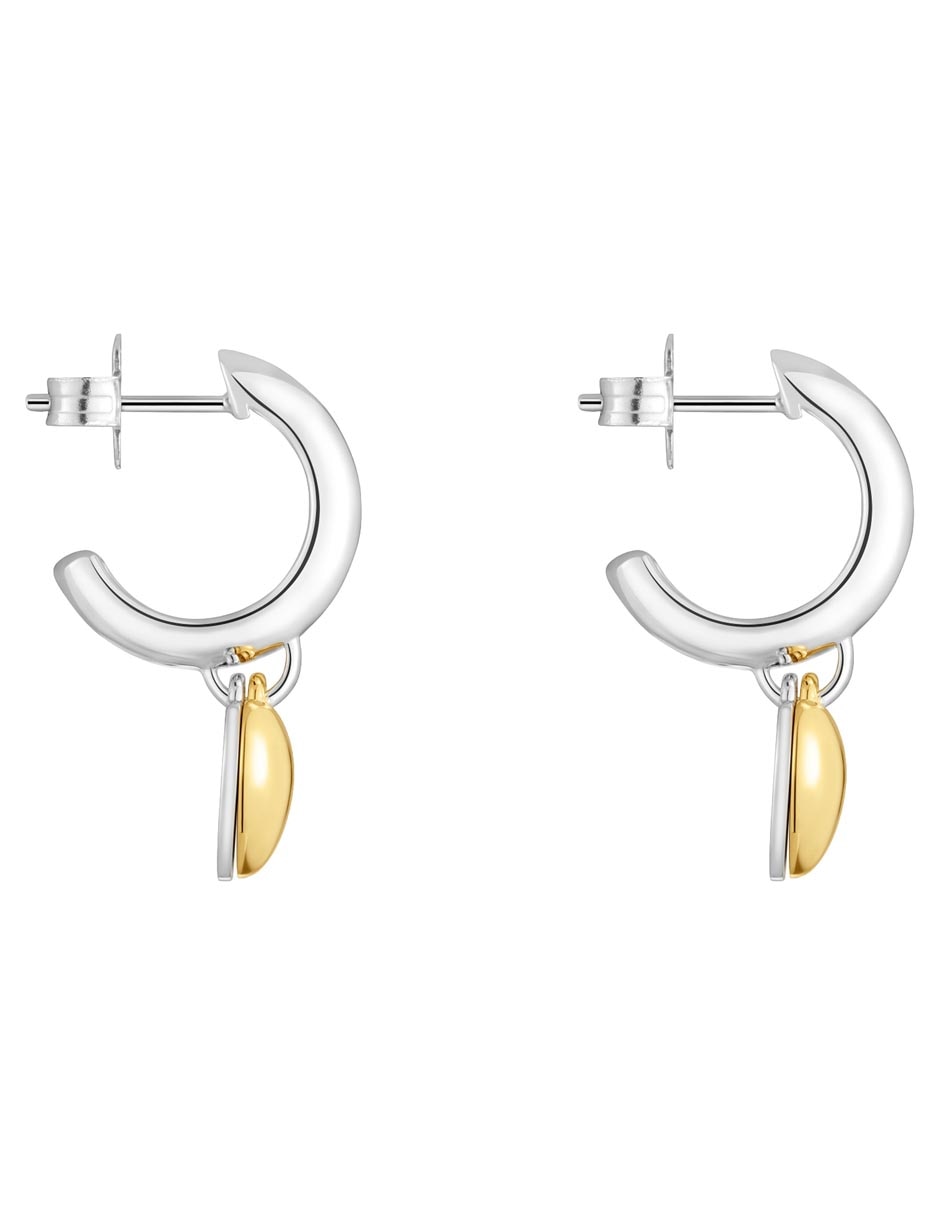 Aretes aros de corazón Flechazo de plata P 925 con acabado baño de oro 3