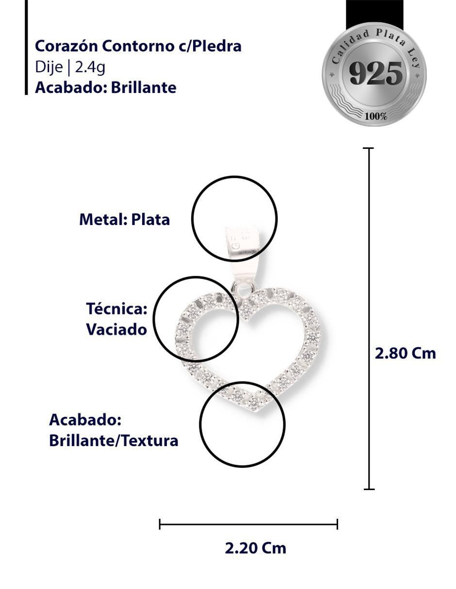 Dije de corazón Love de plata P 925 circonita 3