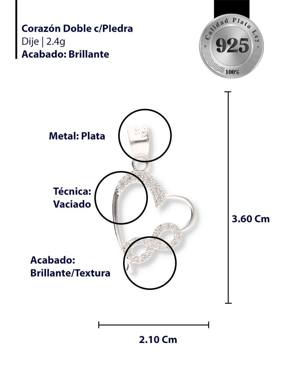 Dije de corazón Love de plata P 925 circonita 3
