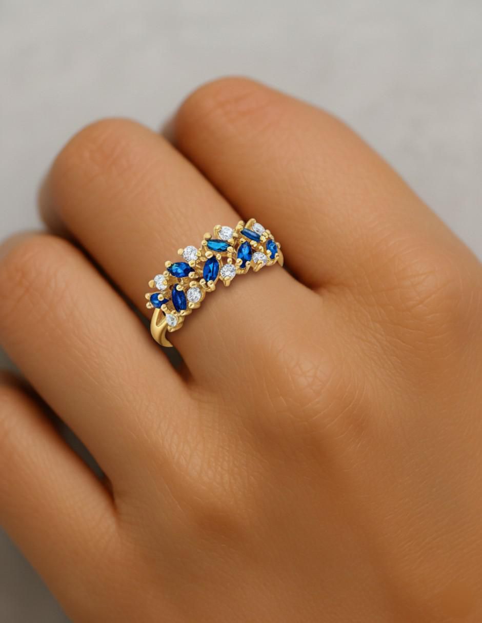 Anillo circular 10 k de oro zirconia brillante 4