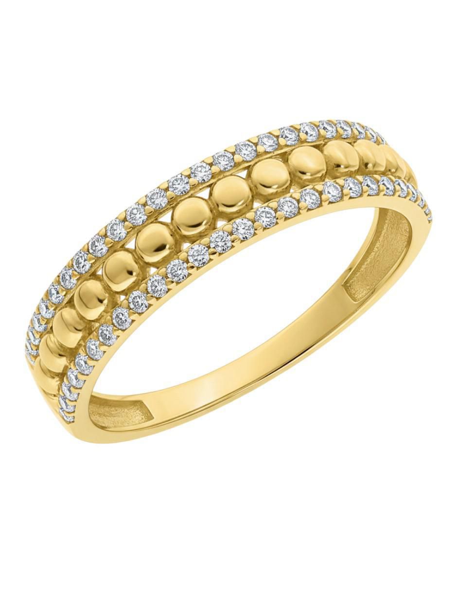 Anillo circular 10 k de oro zirconia brillante