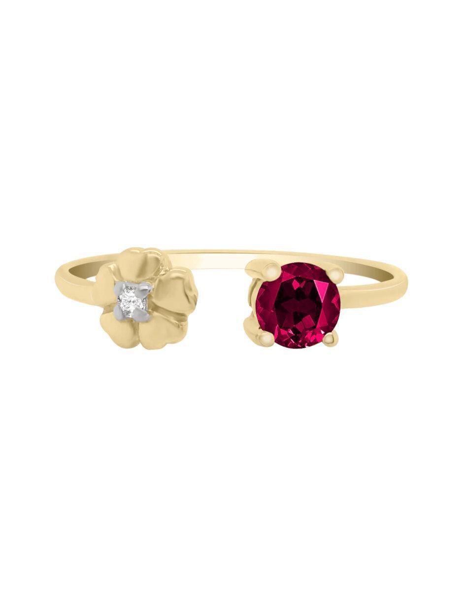 Anillo Inara 14 k de oro rubí y diamante brillante