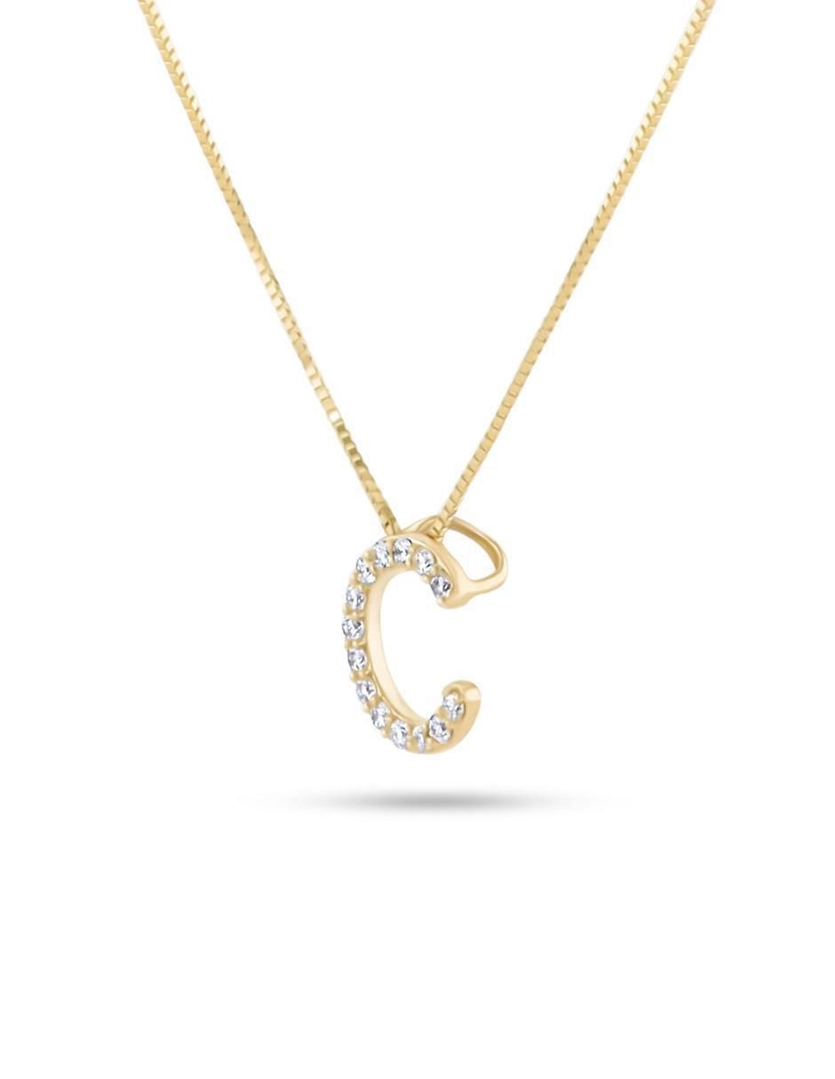 Collar con dije de letra C de oro amarillo 14 K 2