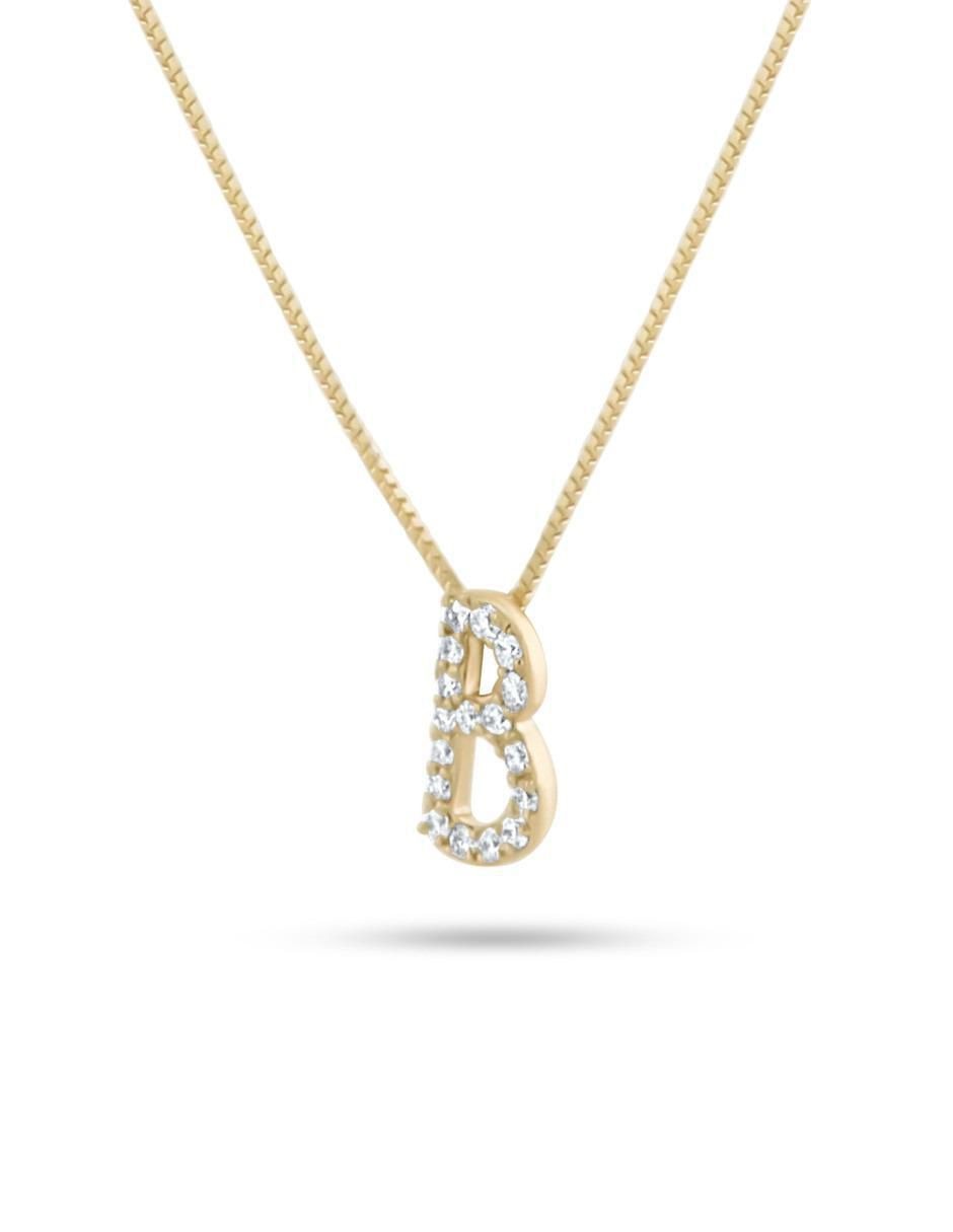 Collar con dije de letra B de oro amarillo 14 K 2