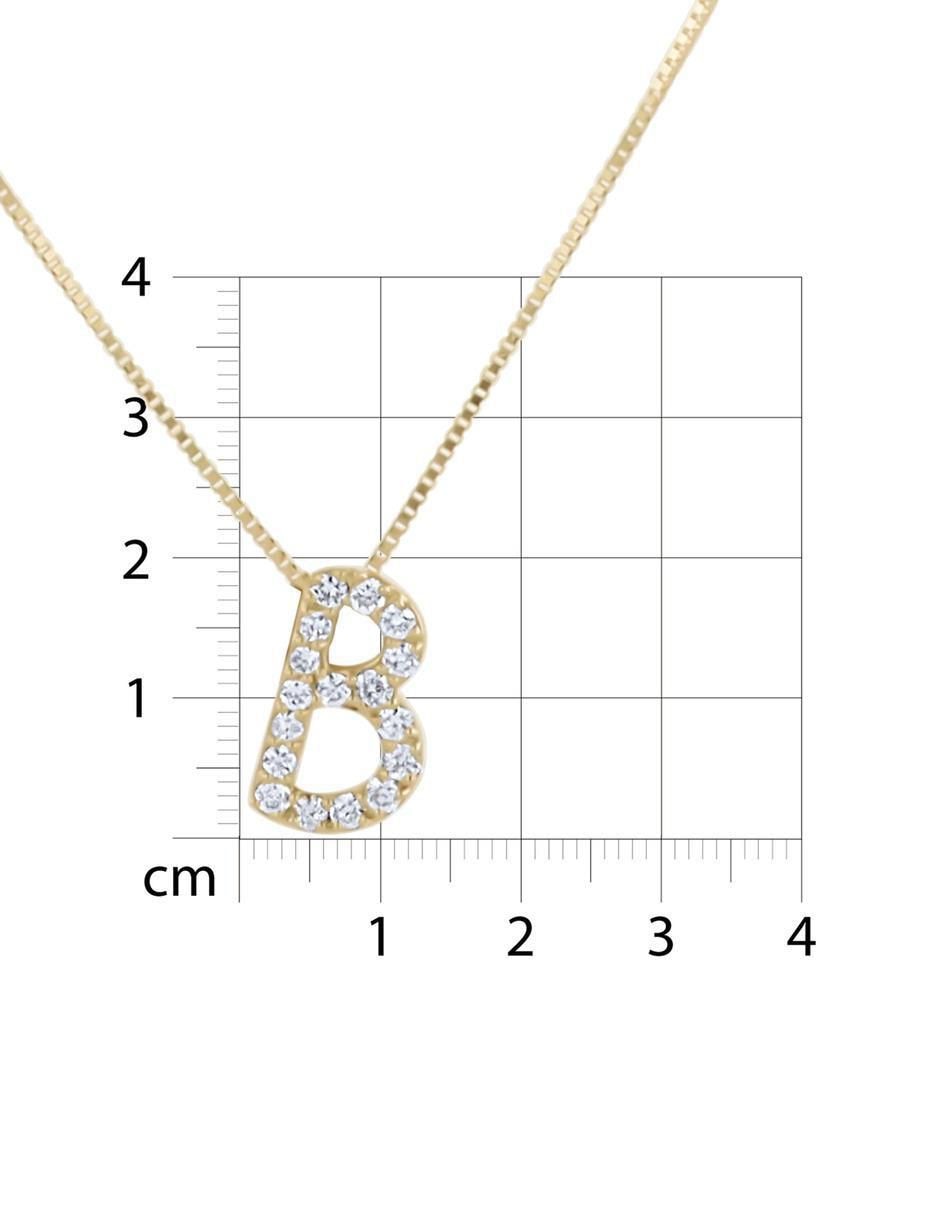 Collar con dije de letra B de oro amarillo 14 K 5