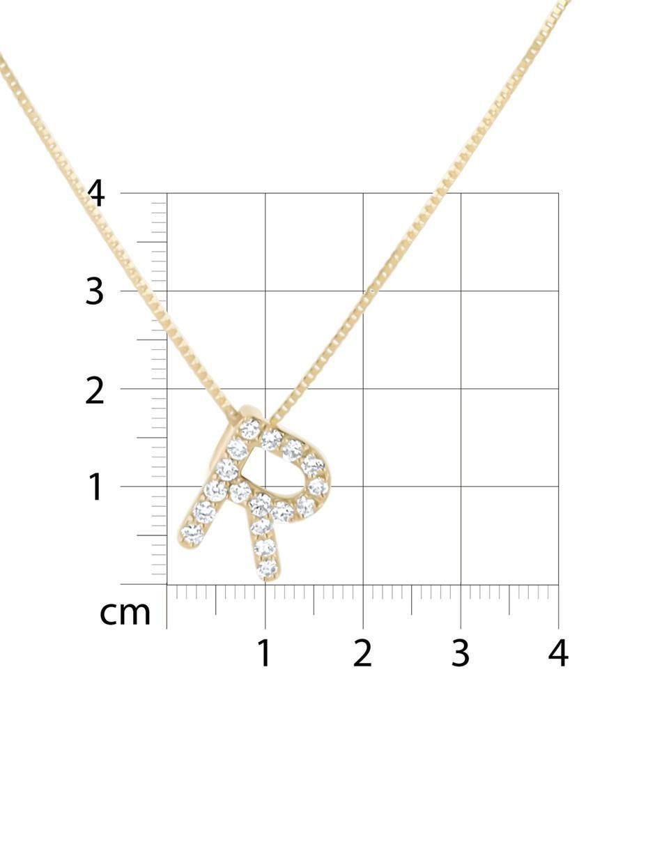 Collar con dije de letra R de oro amarillo 14 K 5