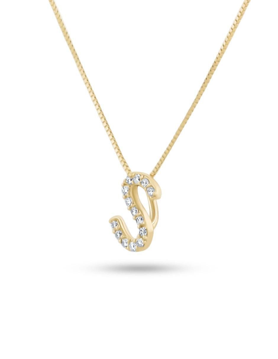 Collar con dije de letra S de oro amarillo 14 K
