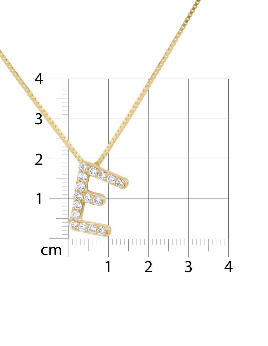 Collar con dije de letra E de oro amarillo 14 K