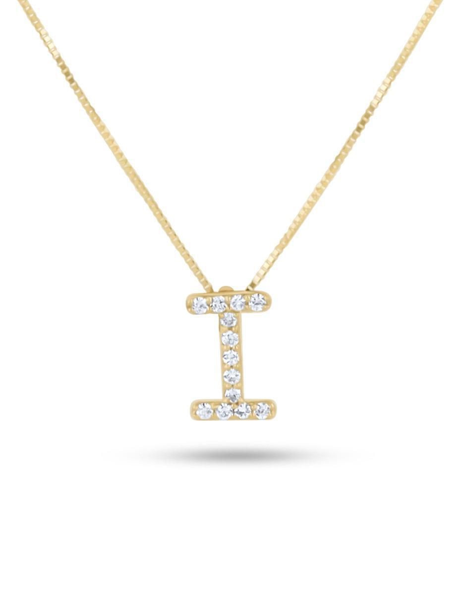 Collar con dije Letra I Joyerías Bizzarro de oro amarillo 14 K 1