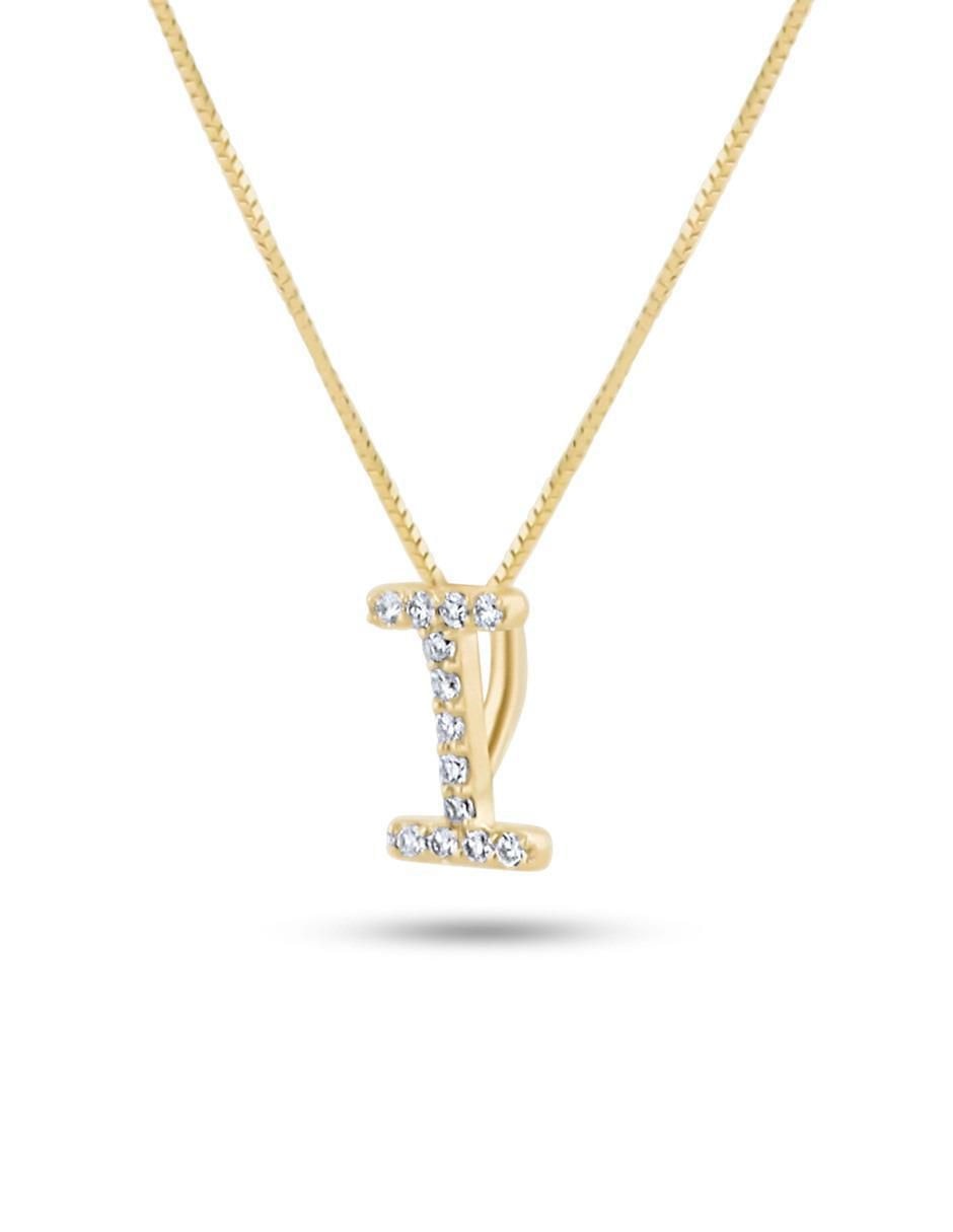 Collar con dije Letra I Joyerías Bizzarro de oro amarillo 14 K
