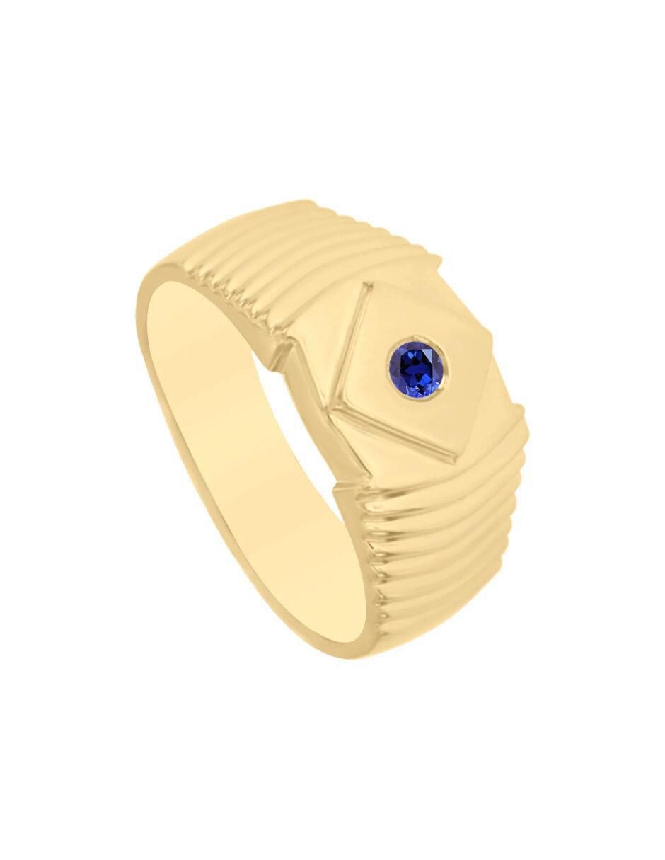 Anillo Ricker 14 k de oro zafiro brillante 2