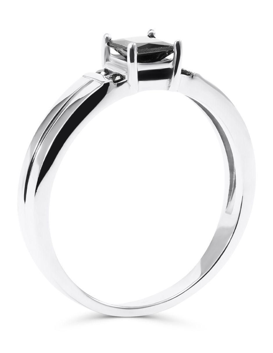 Anillo cuadrado 14 k de oro blanco zirconia brillante