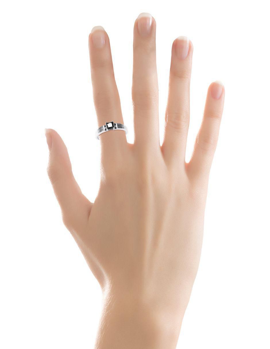 Anillo cuadrado 14 k de oro blanco zirconia brillante 5