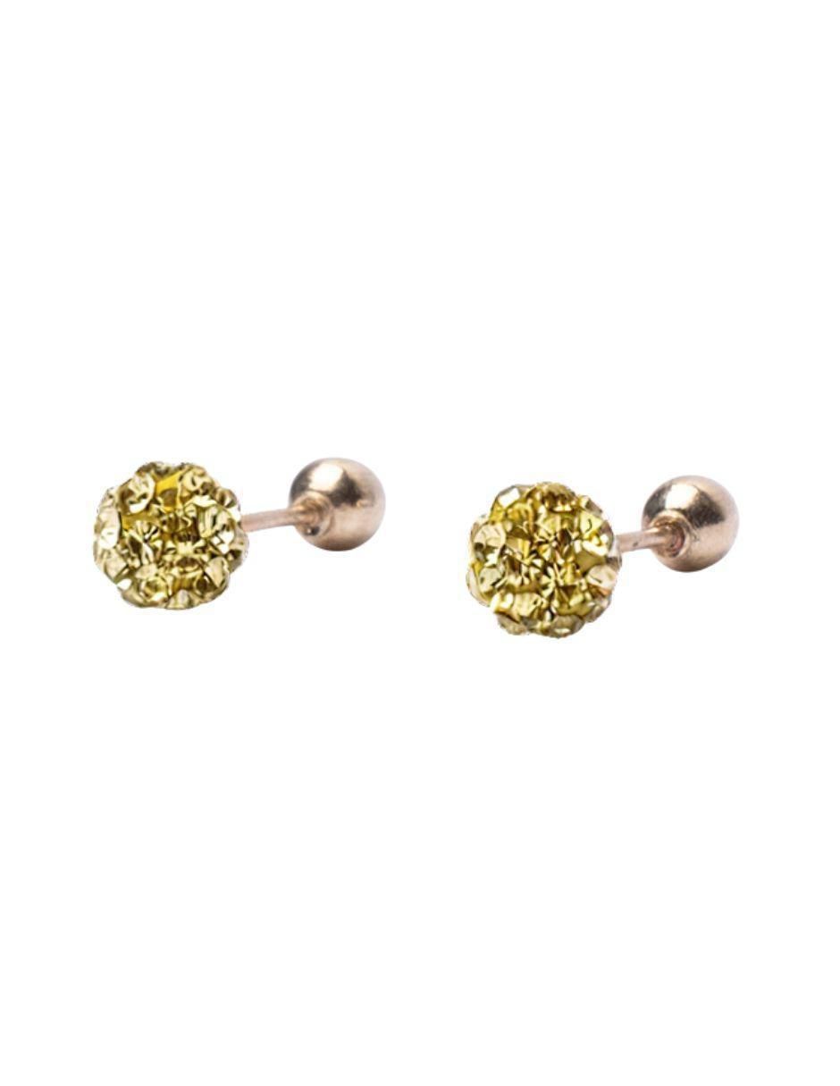 Broqueles de esfera de oro 10 K con acabado pavé zirconia