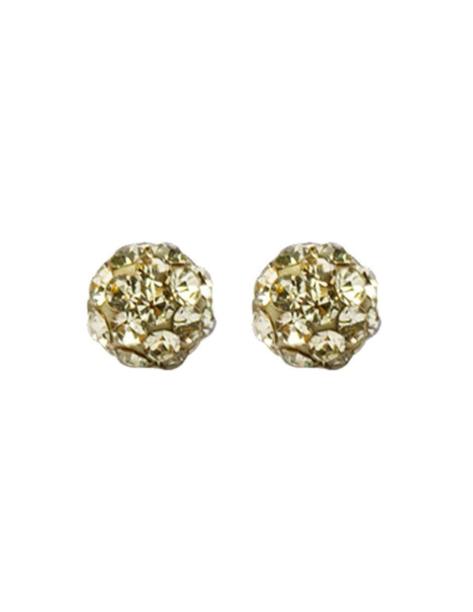 Broqueles de esfera de oro 10 K con acabado pavé zirconia 4