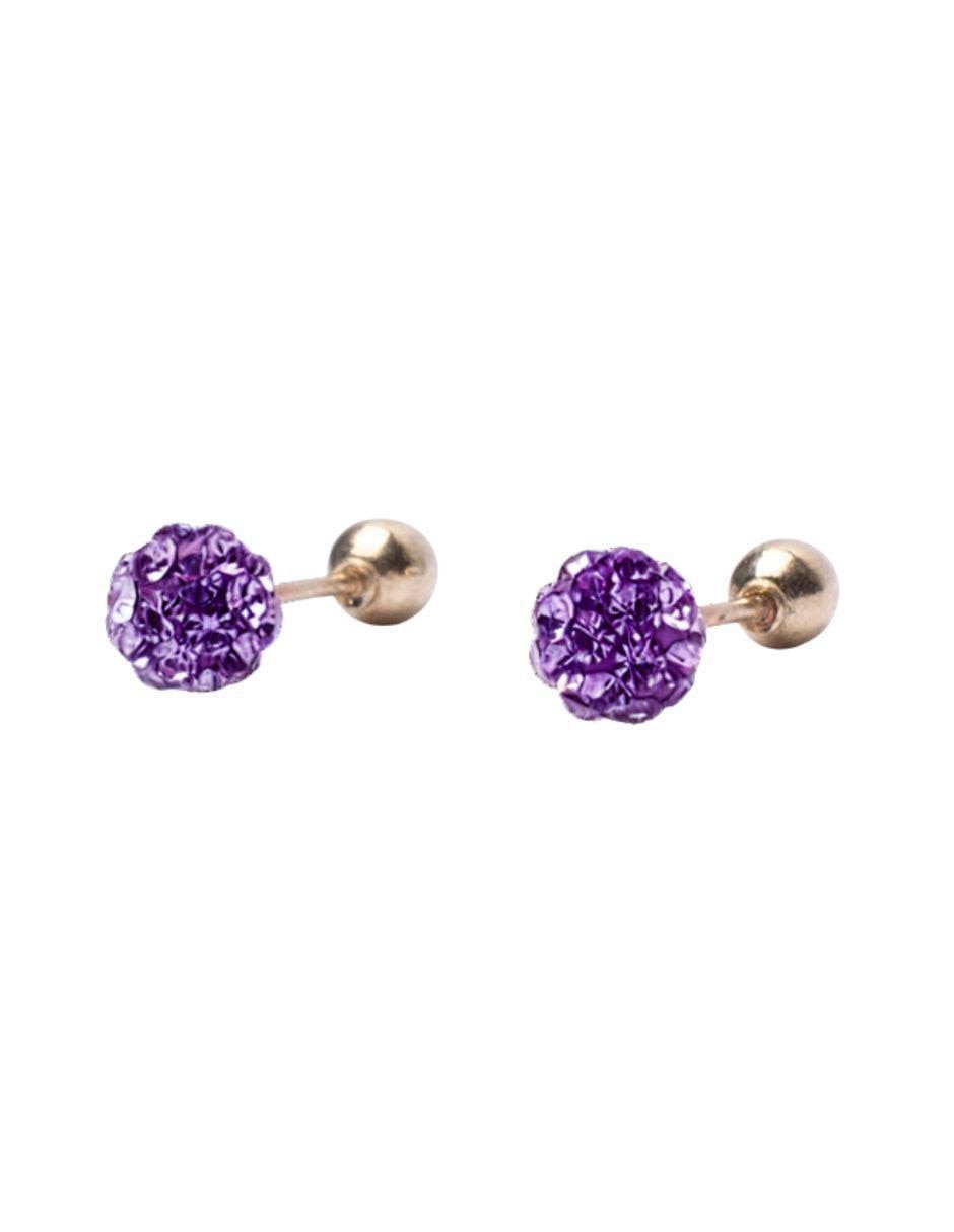 Broqueles de esfera de oro 10 K con acabado pavé zirconia