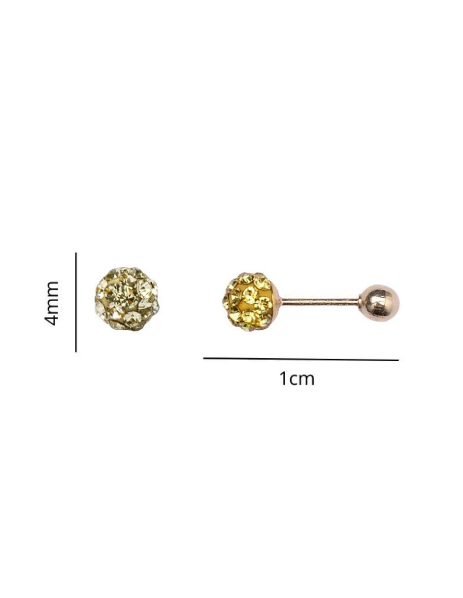 Broqueles de esfera de oro 14 K con acabado pavé zirconia 5