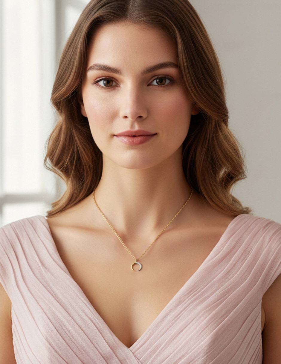 Collar de luna de oro 14 K 3