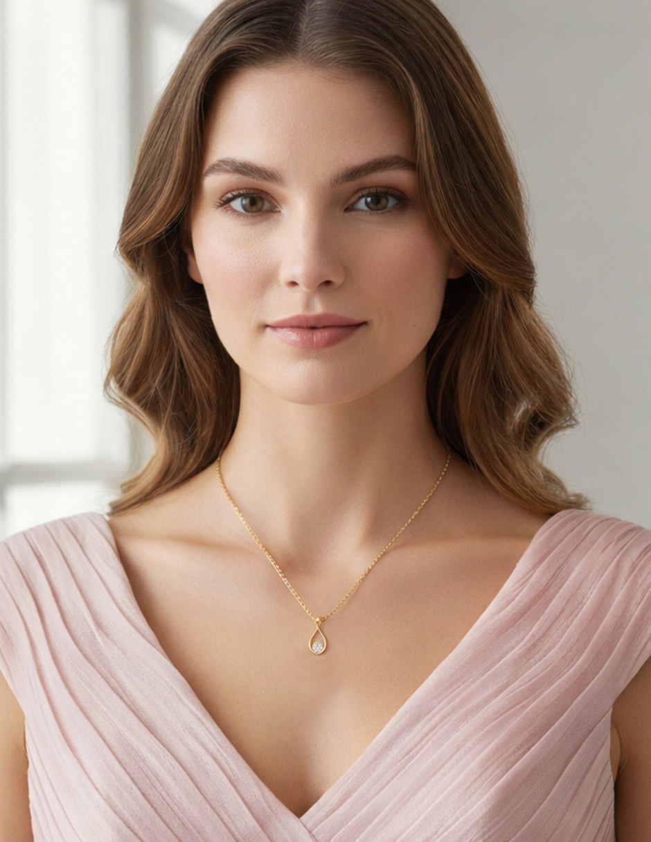 Collar de gota de oro amarillo 14 K 3
