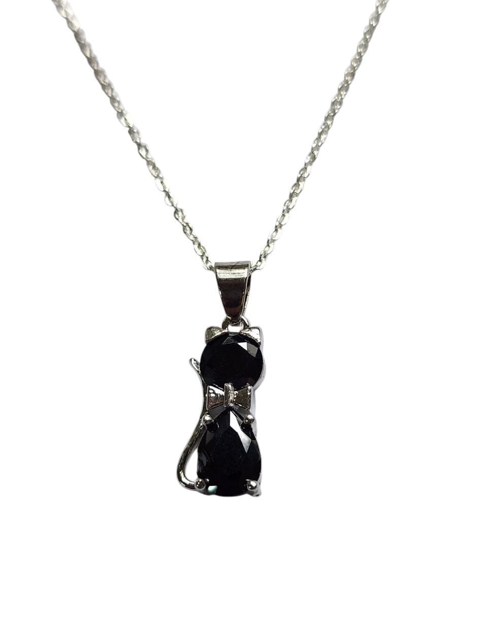 Collar con dije de gato de plata P 925 Collar con dije de gato de plata P 925