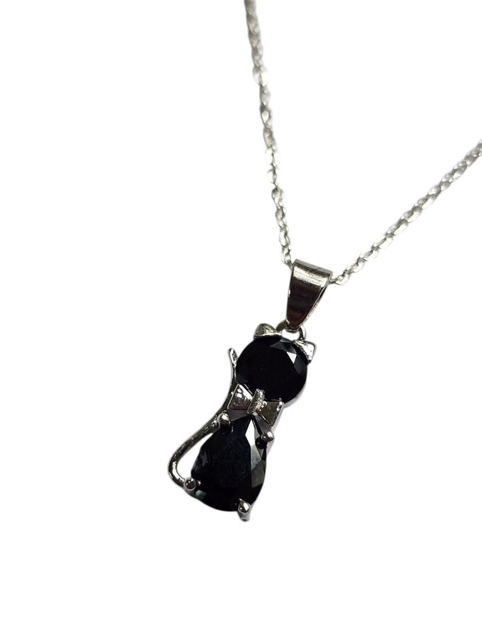 Collar con dije de gato de plata P 925 2