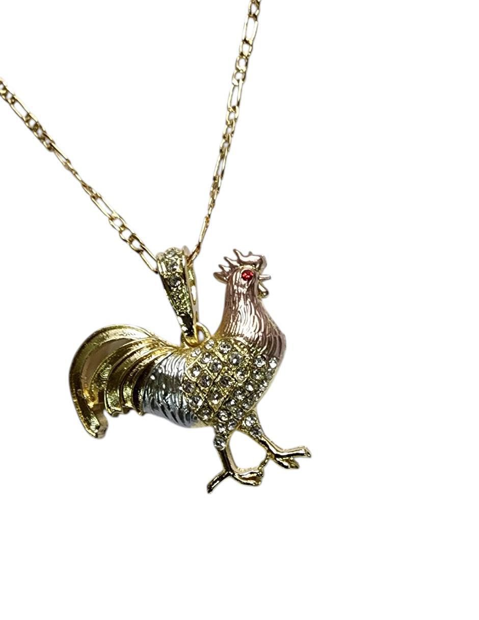 Collar con dije de gallo de oro laminado 14 K 2