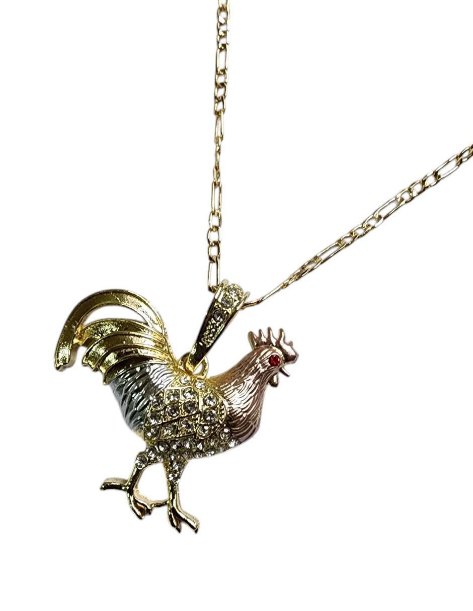 Collar con dije de gallo de oro laminado 14 K 3