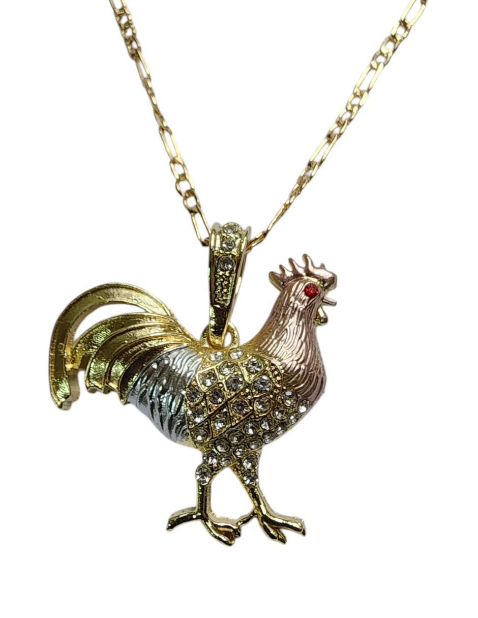 Collar con dije de gallo de oro laminado 14 K 4