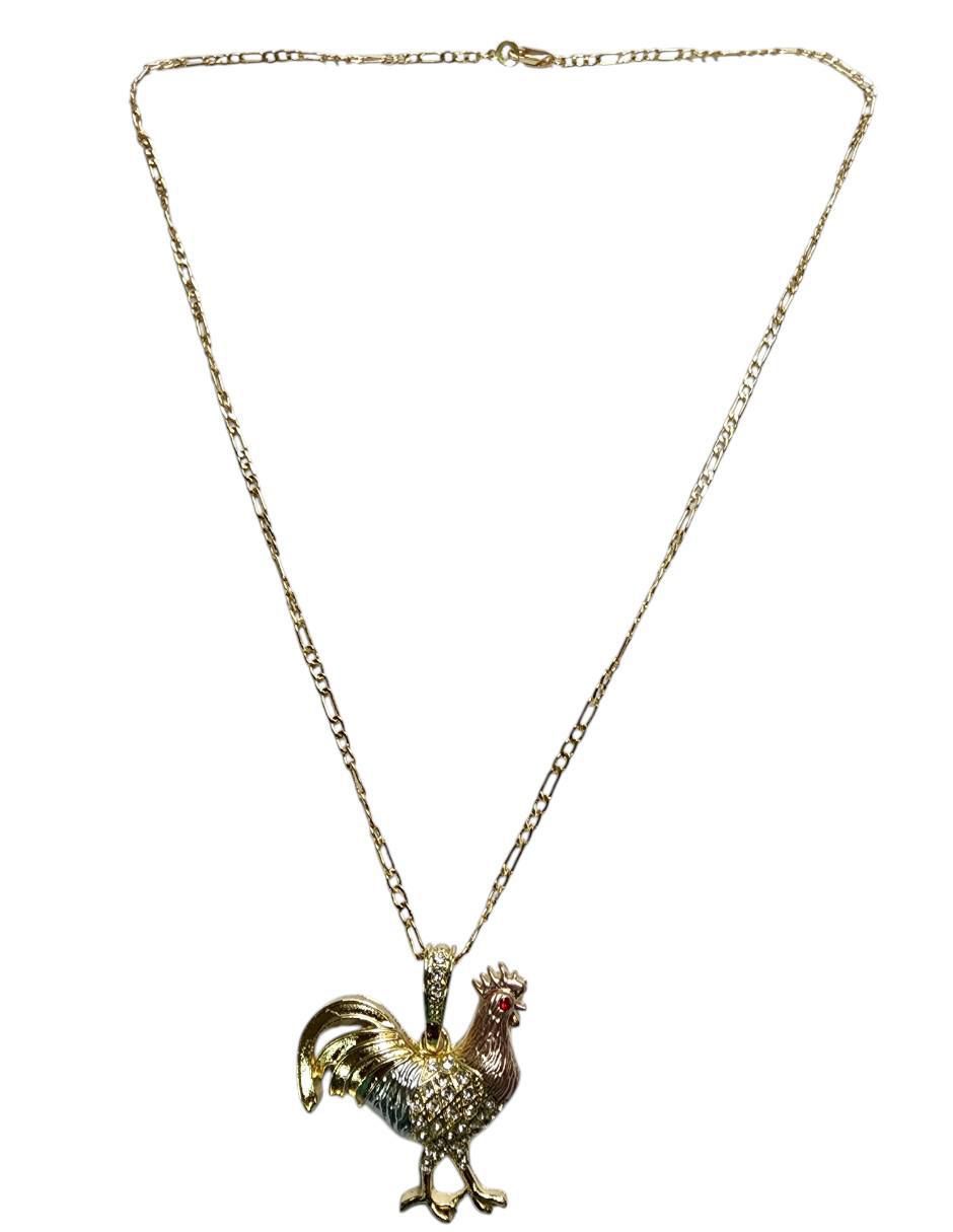 Collar con dije de gallo de oro laminado 14 K 5