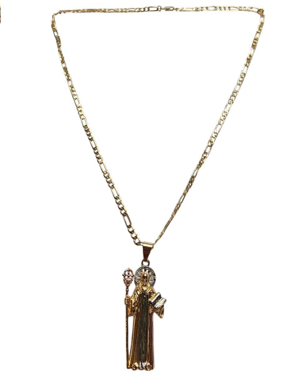 Collar con dije San Benito de oro laminado 14 K 4