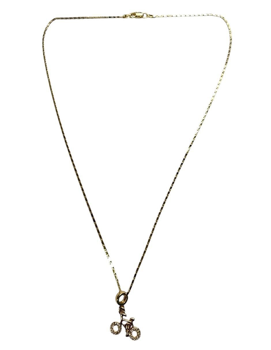 Collar con dije de bicicleta de oro laminado 14 K 4