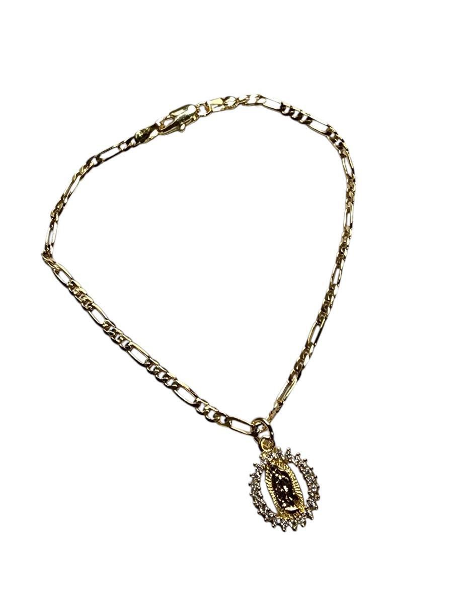 Pulsera de oro laminado con zirconia 14 K  Virgen Guadalupe 3