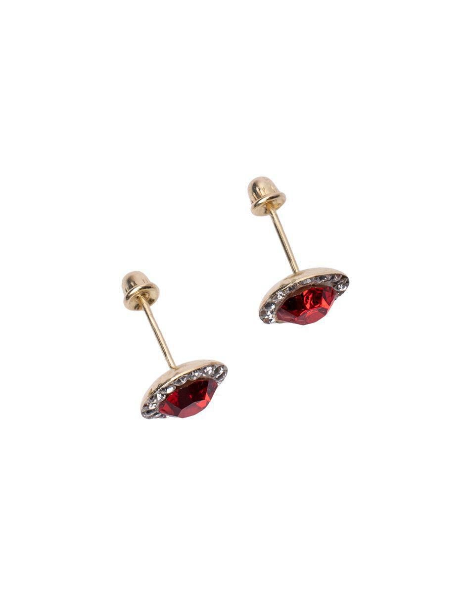 Broqueles de oro 14 K con acabado brillante zirconia 3