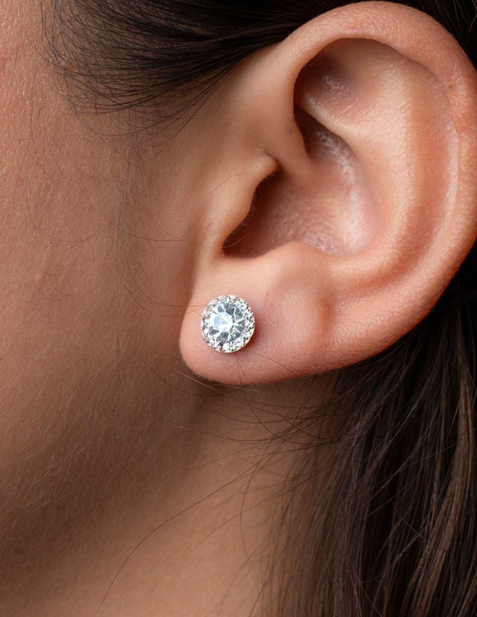 Broqueles de oro 14 K con acabado brillante zirconia 2